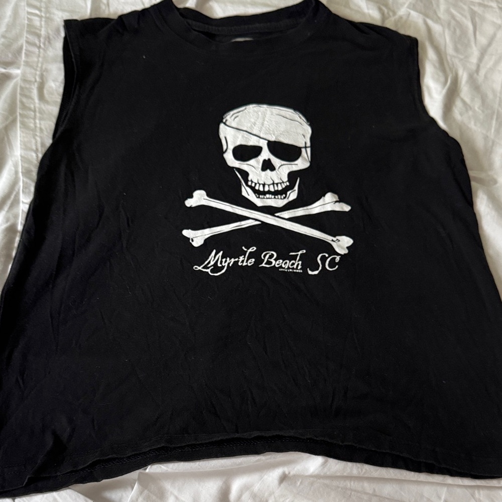 Black Skull Graphic Kids Tank Top